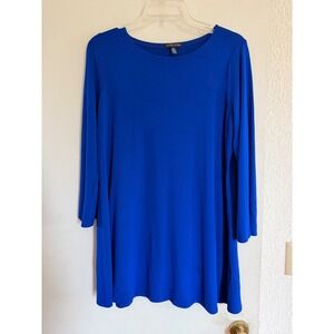 Eileen‎ Fisher Petite Blue Long Sleeve Tunic Top Size PL Lagenlook Cozy Luxury